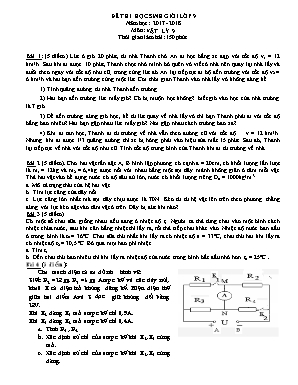 Đề thi học sinh giỏi môn Vật lý Lớp 9 - Năm học 2017-2018 (Có đáp án)